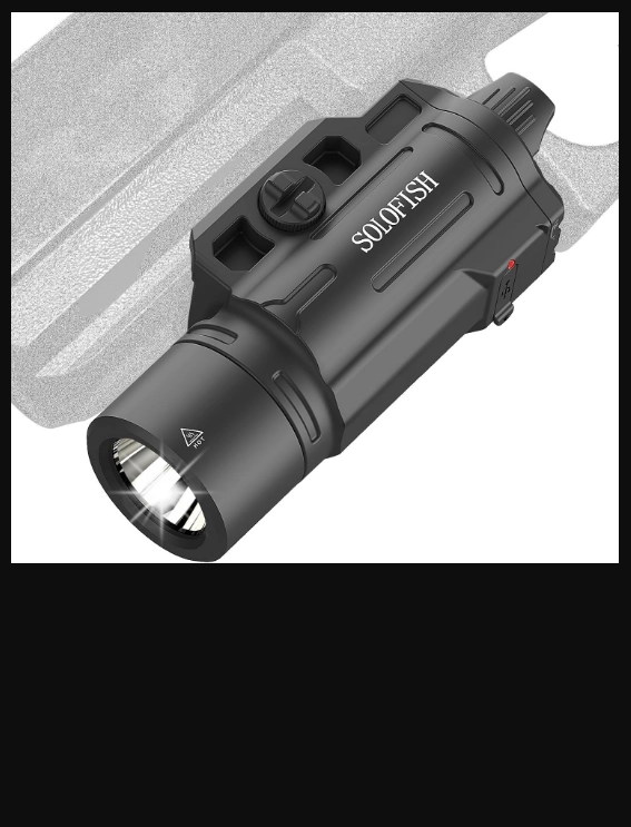 Solofish slidable pistol light mounted on a compact handgun rail